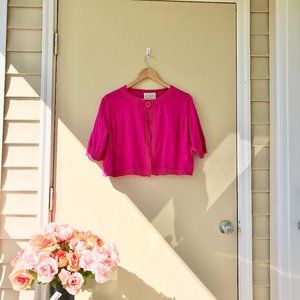 KARIN STEVENS Vibrant Pink Half Sweater